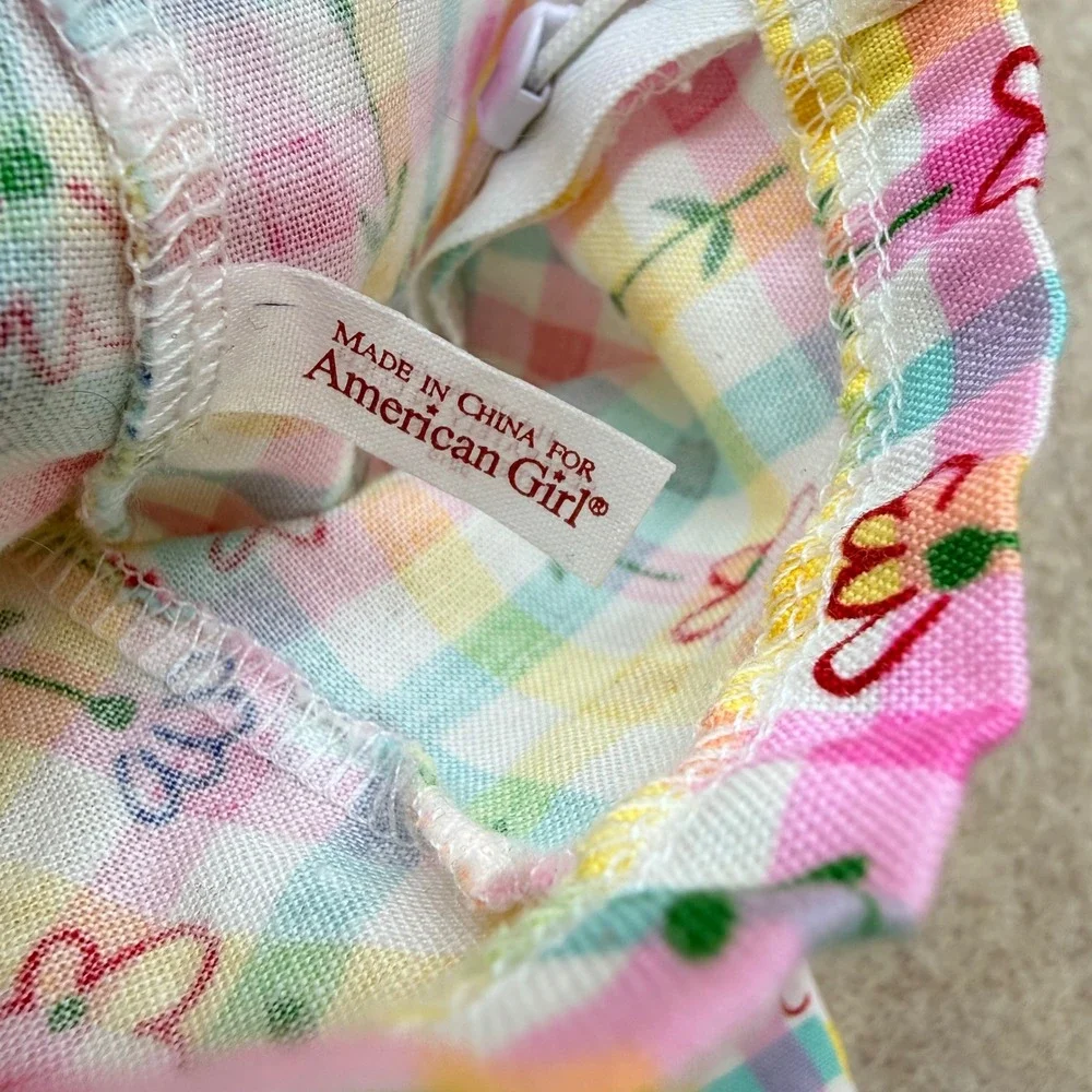 American Girl Doll Gingham Floral Pants Multi Color Plaid 18 Inch Doll Clothes
